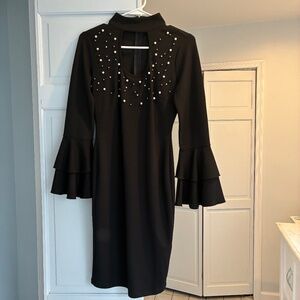 Venus Black Pearled XS Elegant Dress